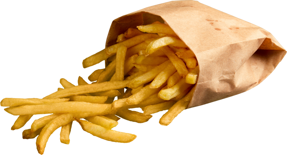 French Fries Falling Out of Bag - Isolated